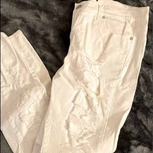 Forever 21+ destroyed white skinny jeans